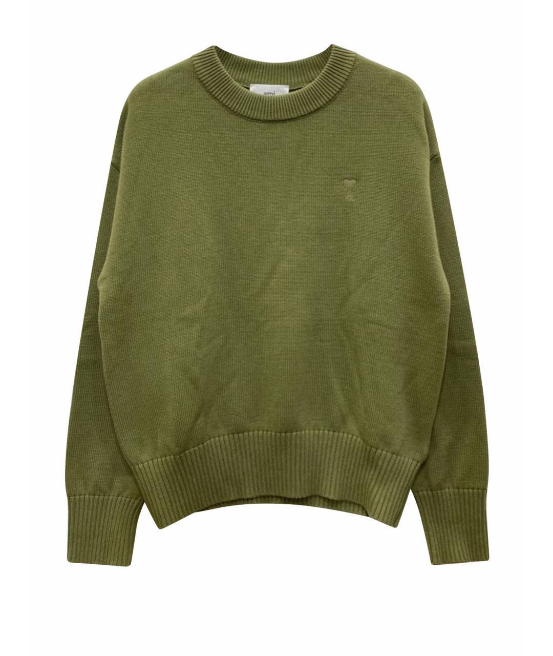 Ami Paris Зеленый хлопковый джемпер / свитер, фото 1
