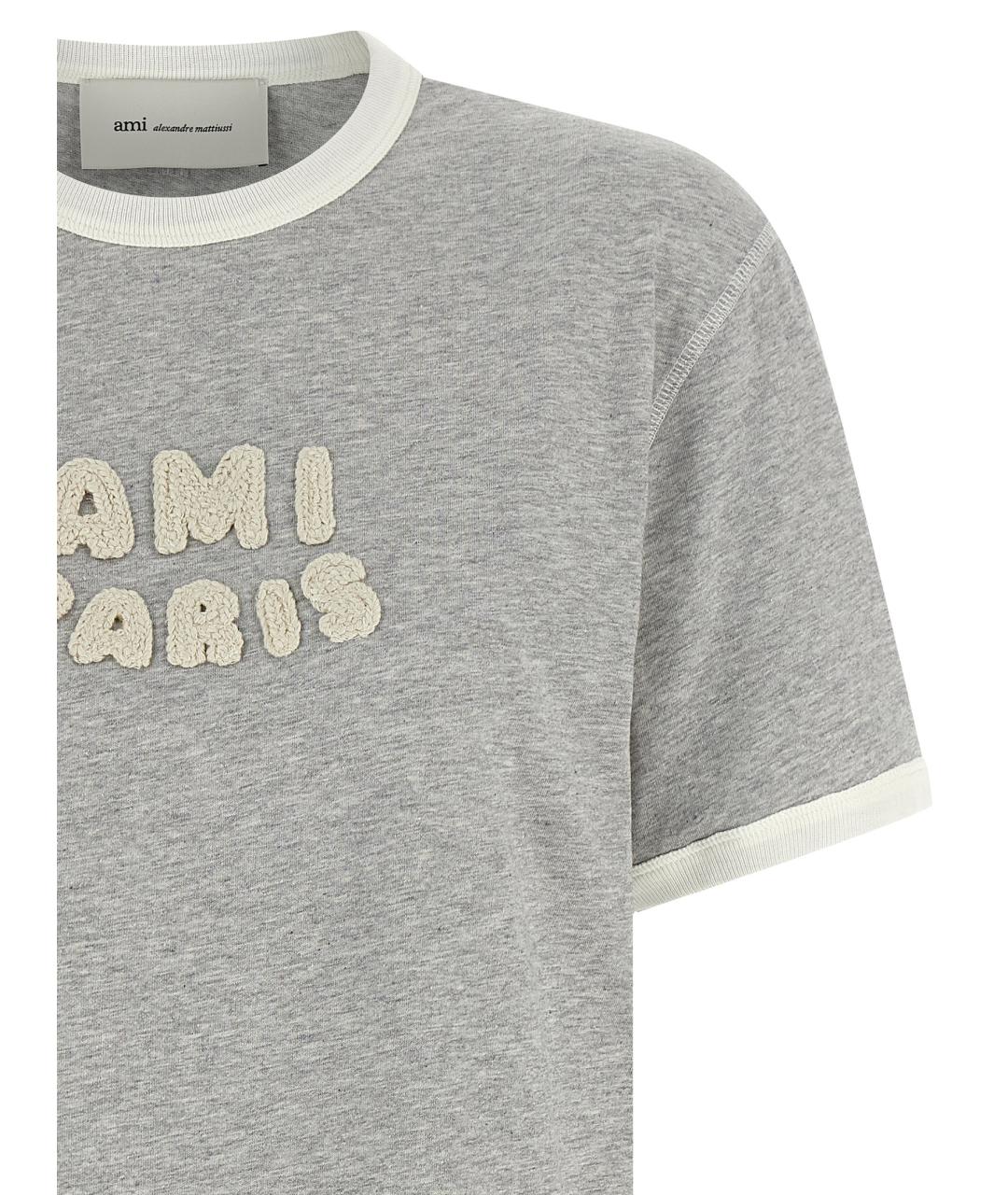 Ami Paris Серая хлопковая футболка, фото 3