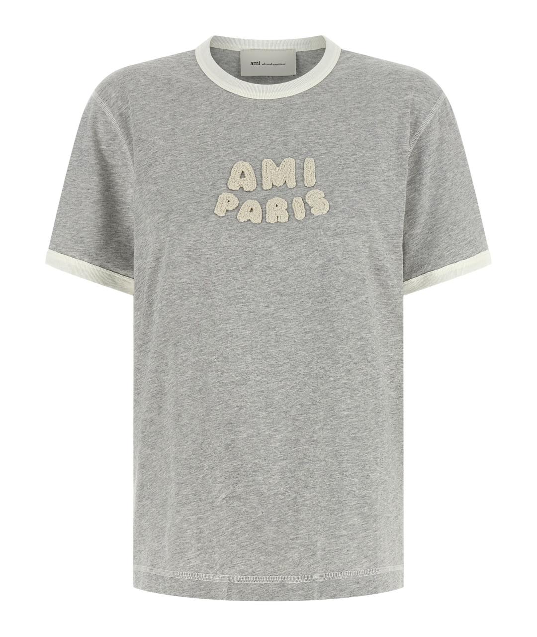 Ami Paris Серая хлопковая футболка, фото 1