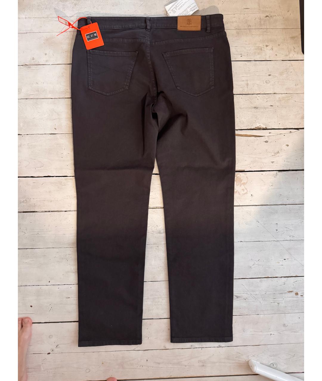 BRUNELLO CUCINELLI Коричневые хлопковые прямые джинсы, фото 2