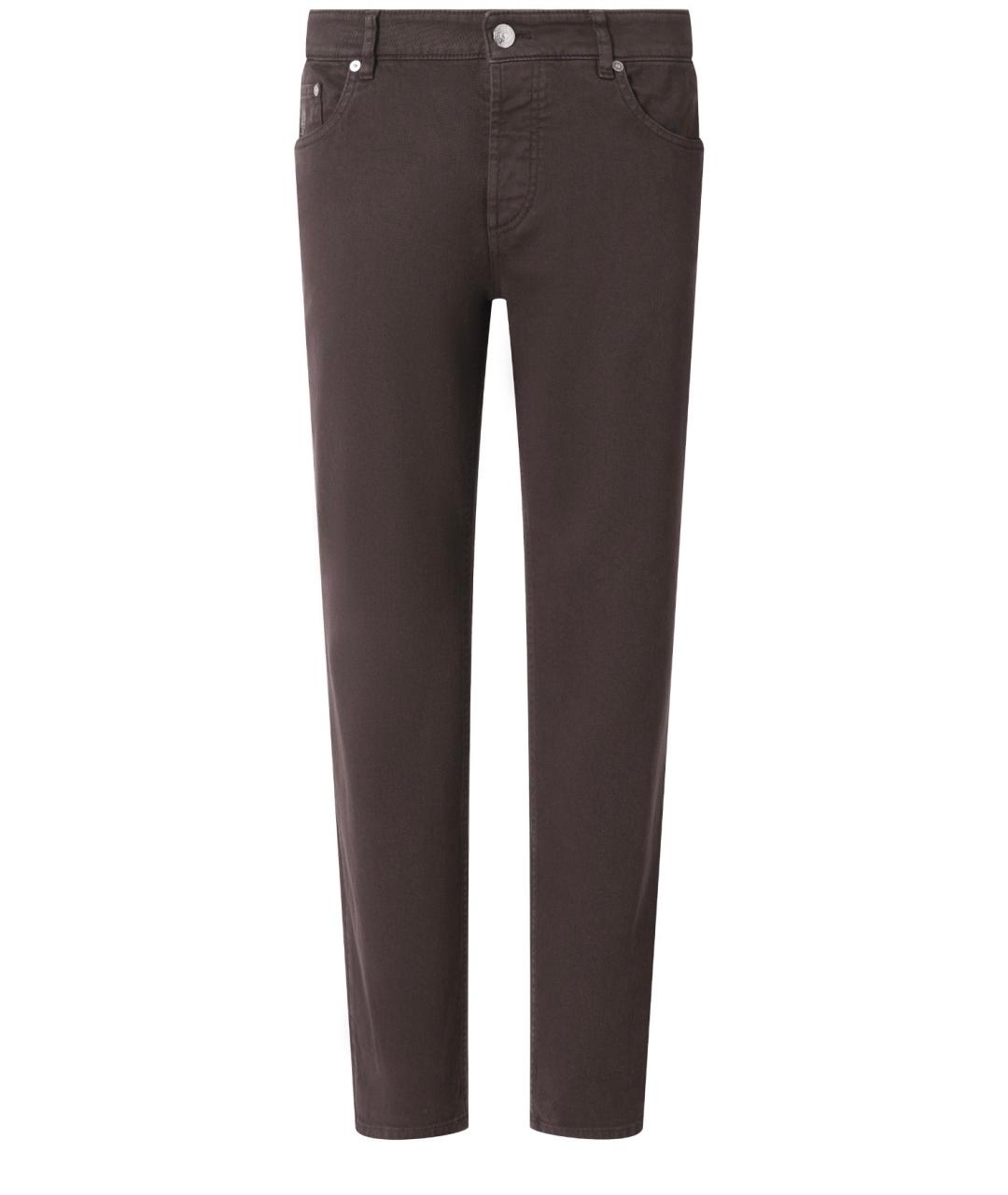 BRUNELLO CUCINELLI Коричневые хлопковые прямые джинсы, фото 6