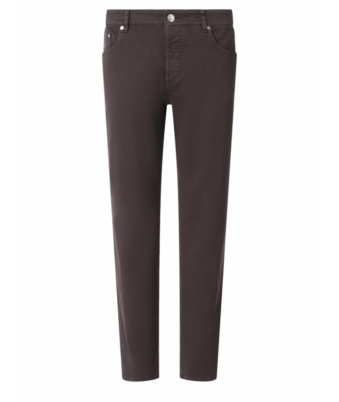 BRUNELLO CUCINELLI Коричневые хлопковые прямые джинсы, фото 1
