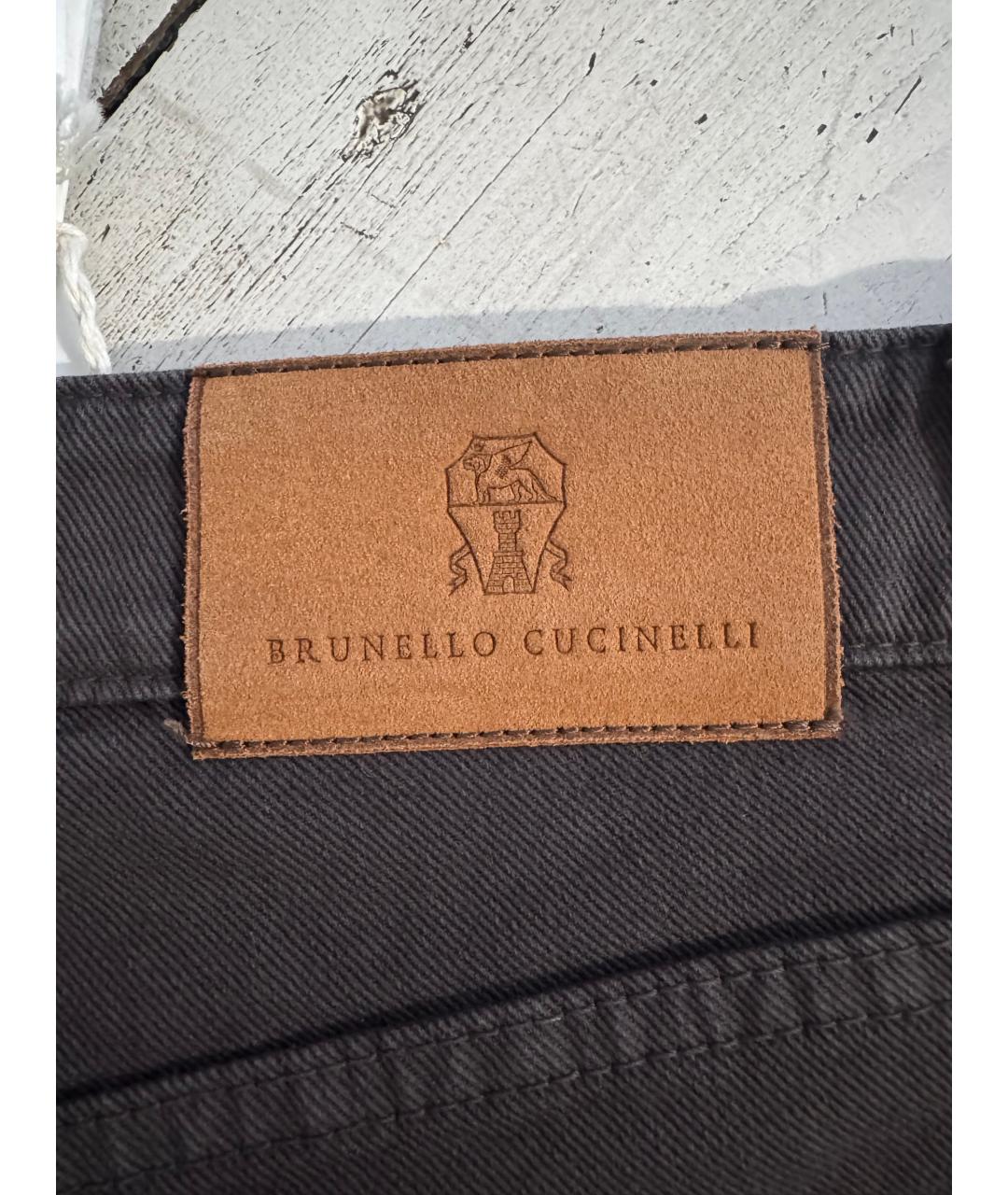 BRUNELLO CUCINELLI Коричневые хлопковые прямые джинсы, фото 5