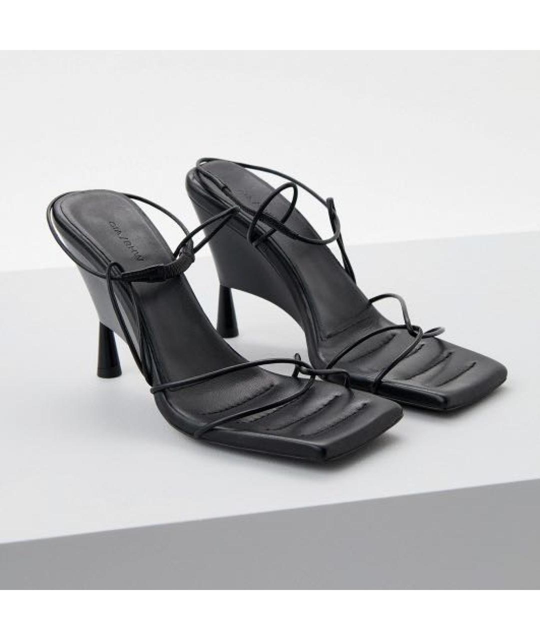 GIABORGHINI Черные кожаные босоножки, фото 2