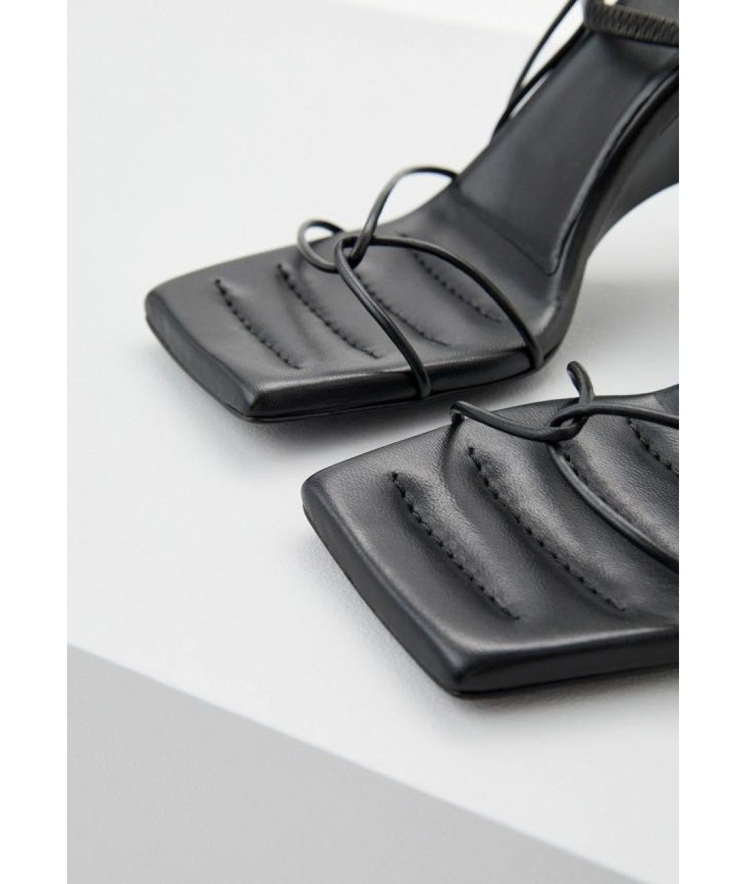 GIABORGHINI Черные кожаные босоножки, фото 5