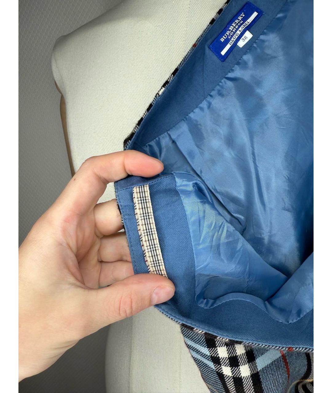 BURBERRY Голубая юбка мини, фото 5