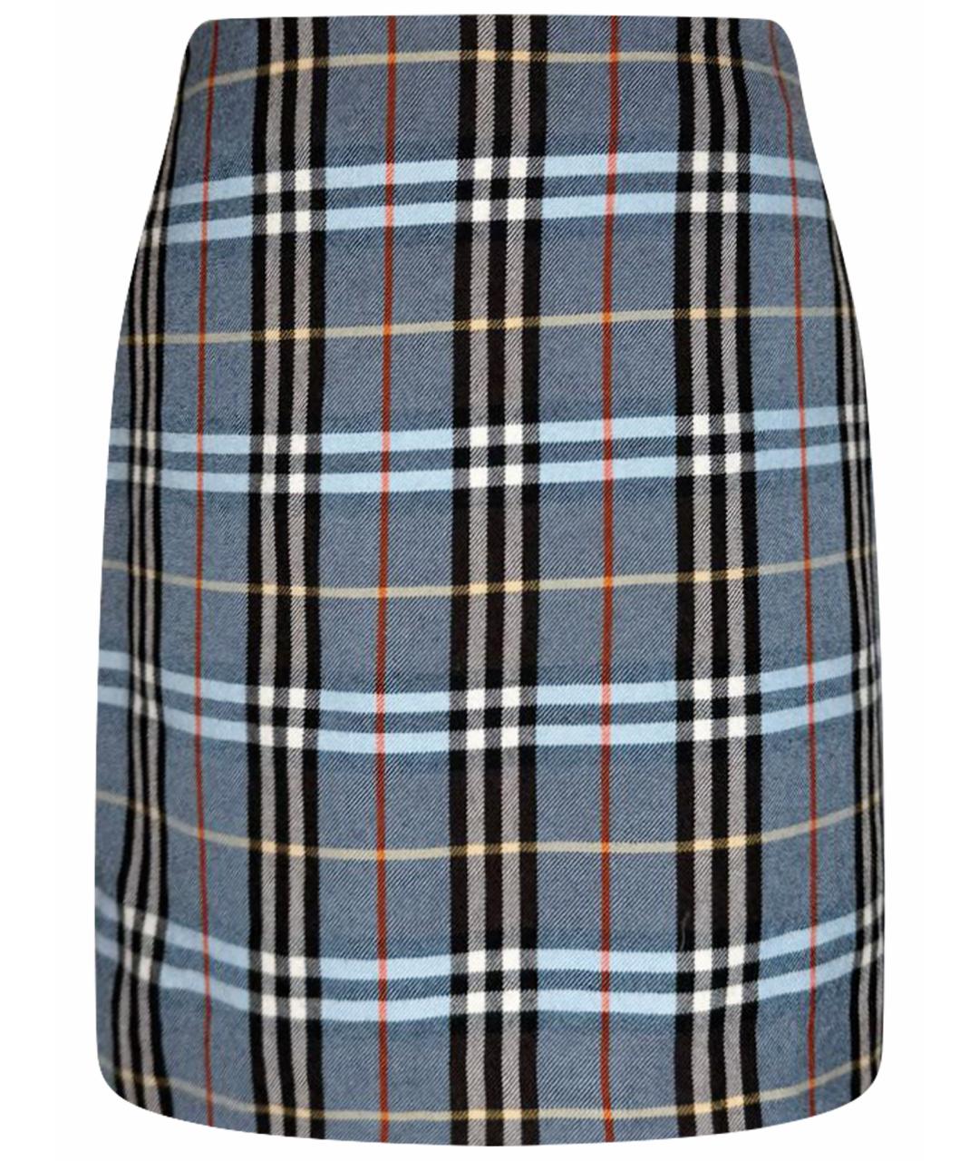 BURBERRY Голубая юбка мини, фото 1