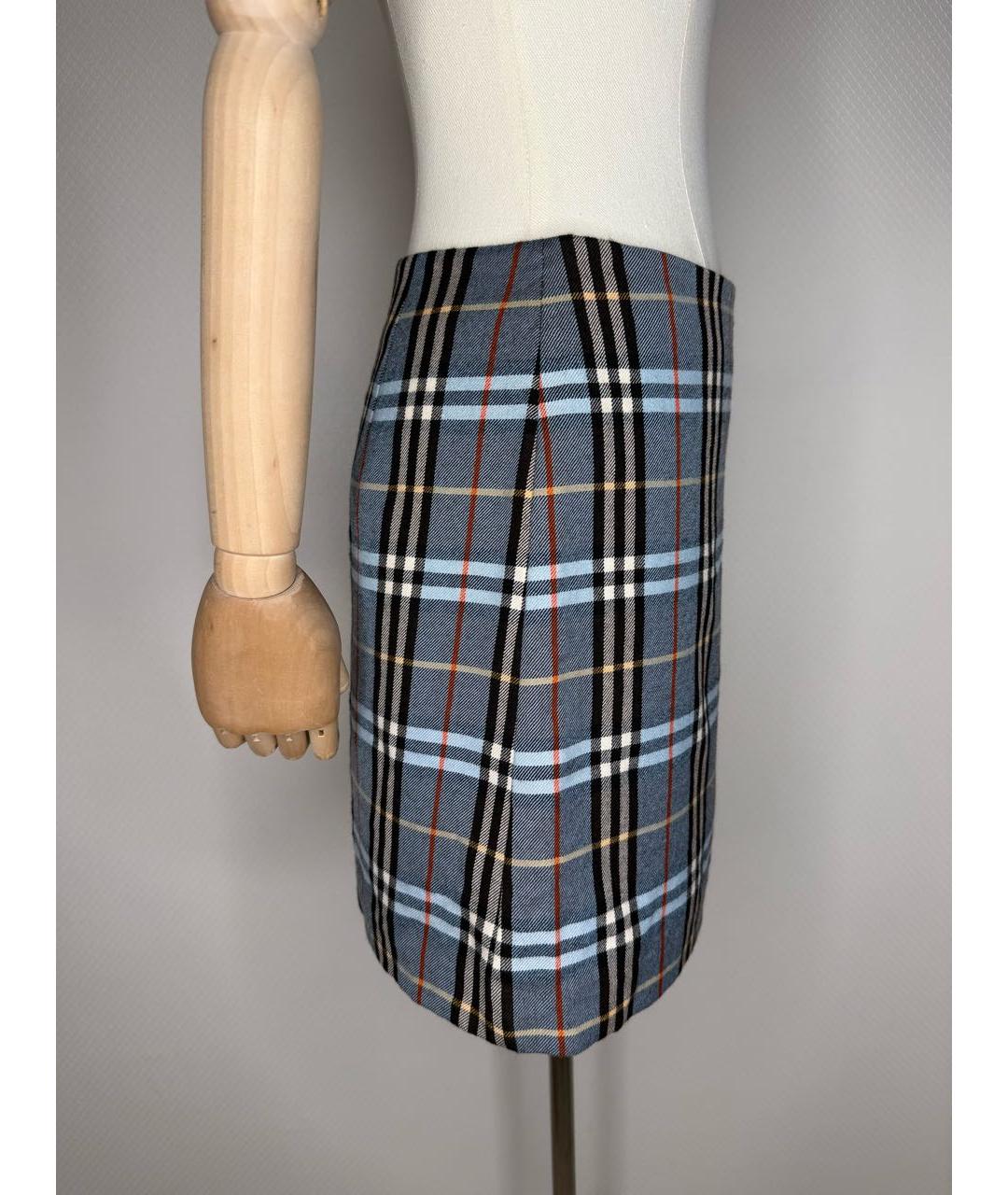 BURBERRY Голубая юбка мини, фото 3