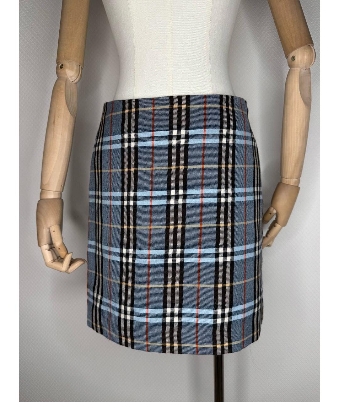 BURBERRY Голубая юбка мини, фото 9