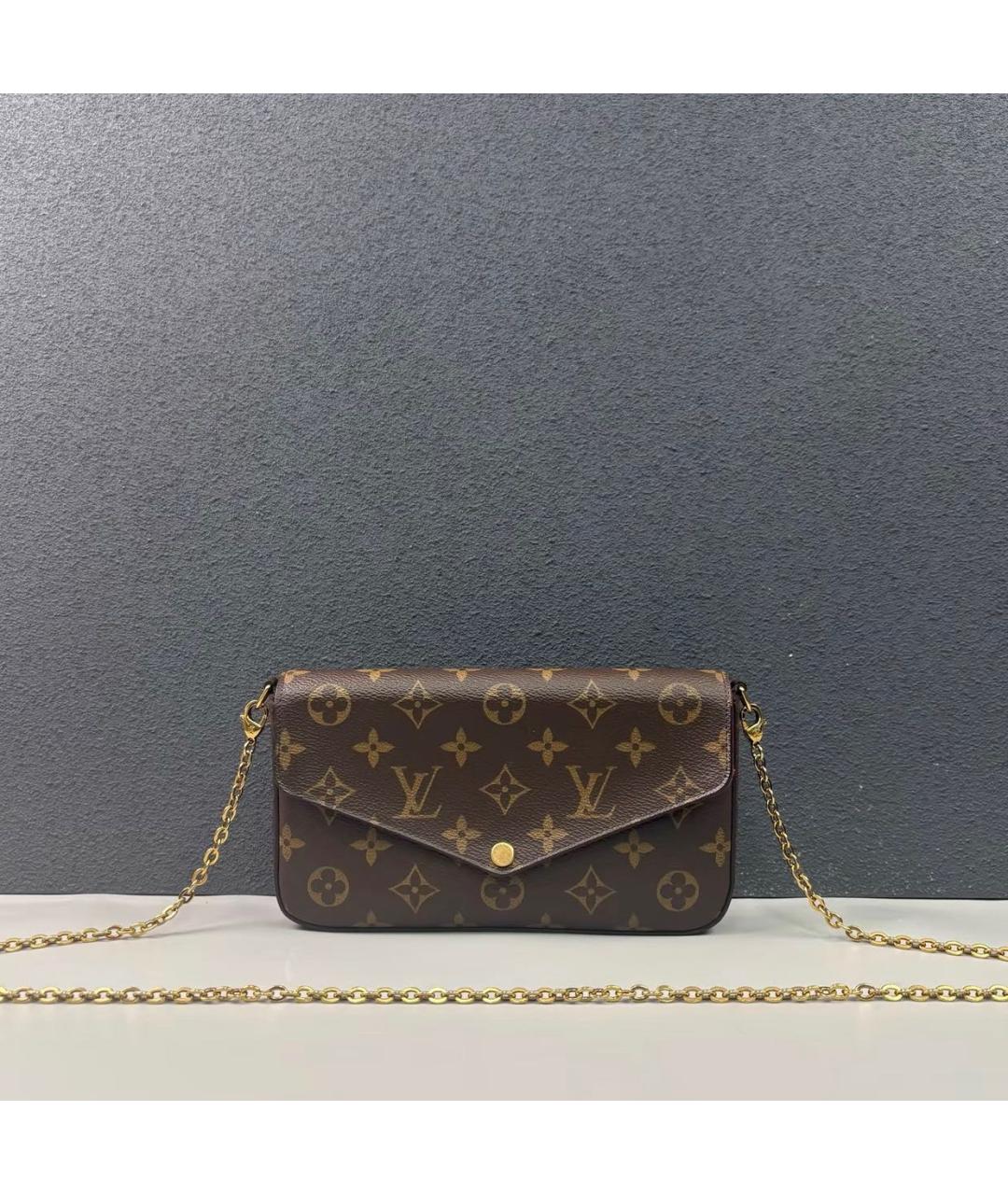 LOUIS VUITTON Коричневая кожаная сумка через плечо, фото 9