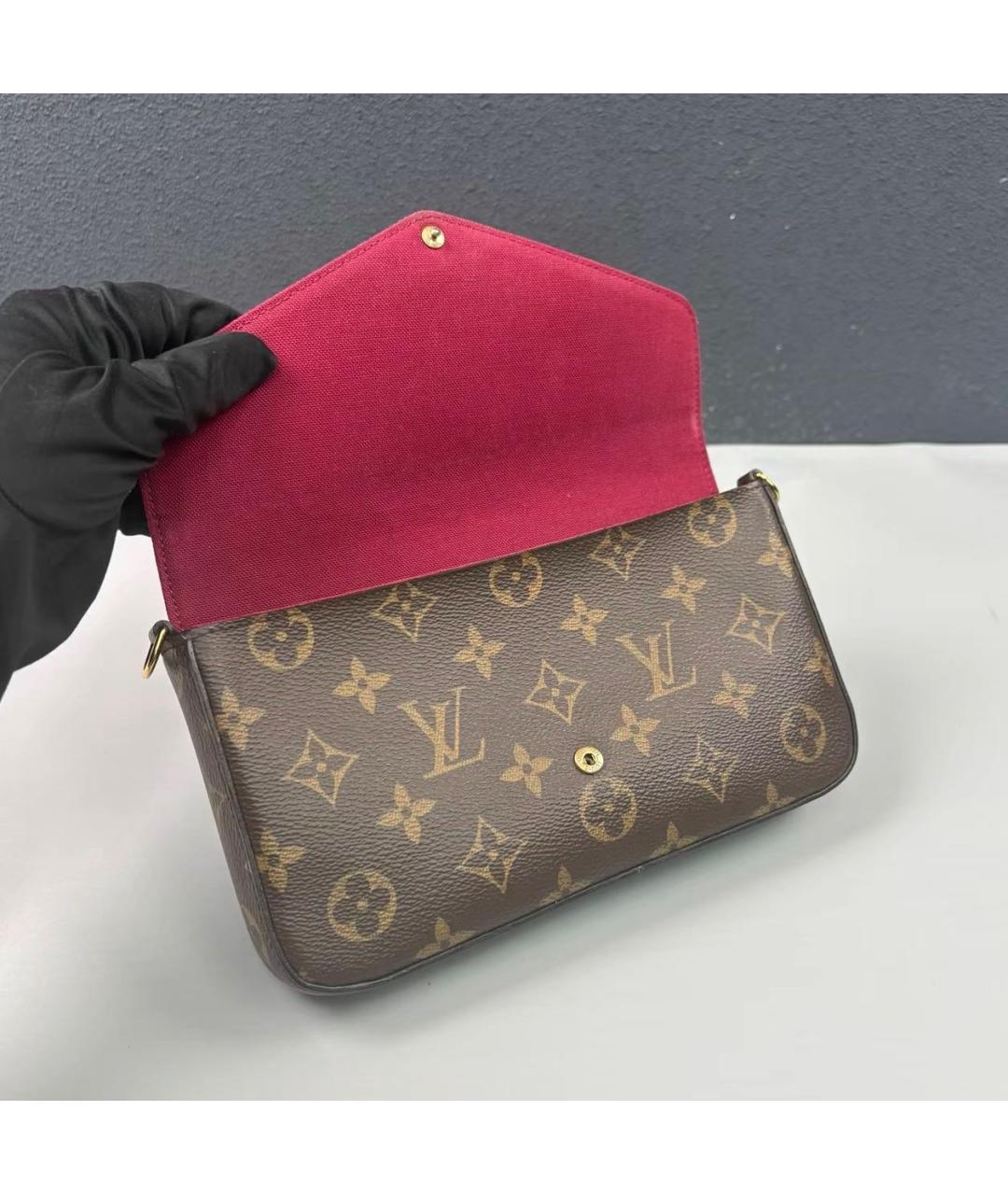 LOUIS VUITTON Коричневая кожаная сумка через плечо, фото 7