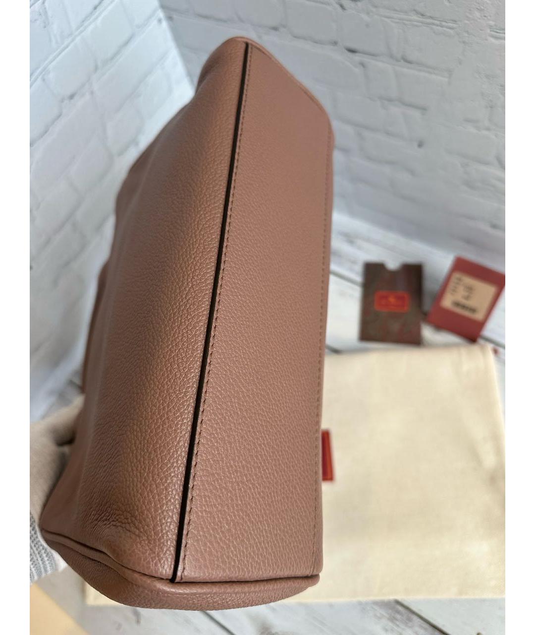 ETRO Коричневая кожаная сумка с короткими ручками, фото 8