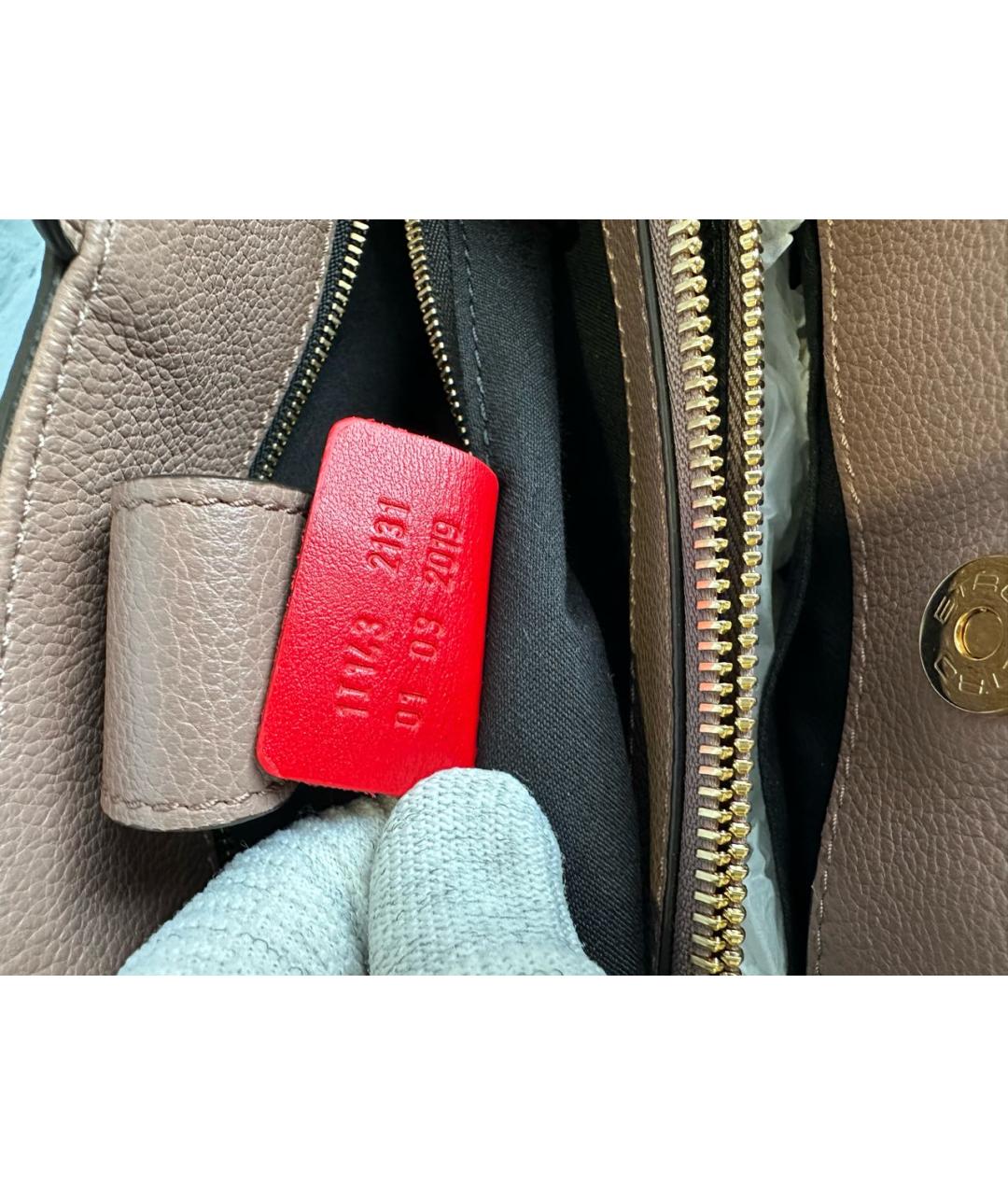 ETRO Коричневая кожаная сумка с короткими ручками, фото 7