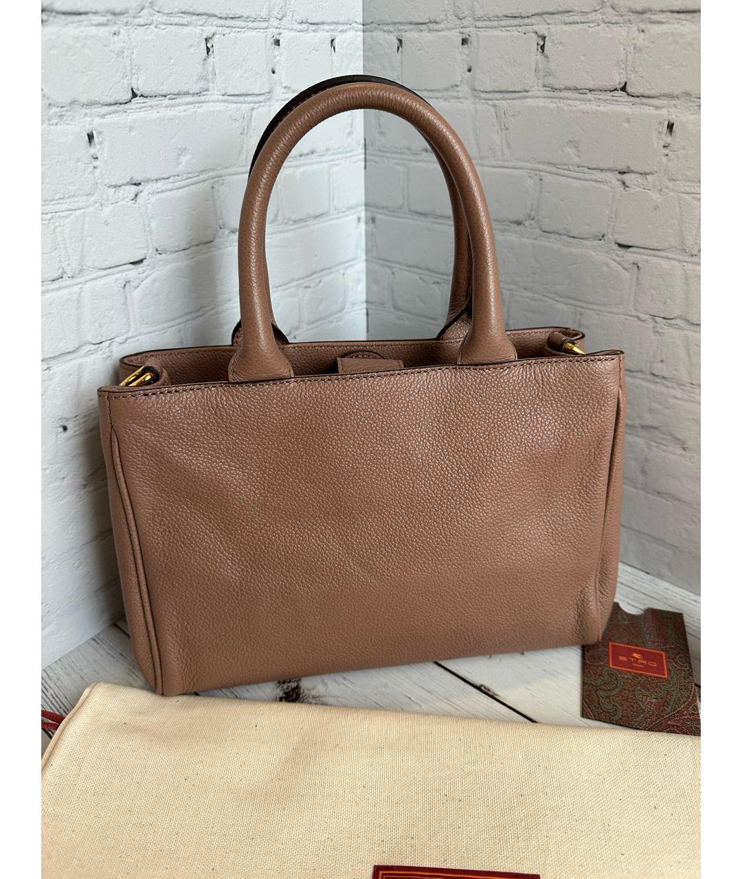 ETRO Коричневая кожаная сумка с короткими ручками, фото 3