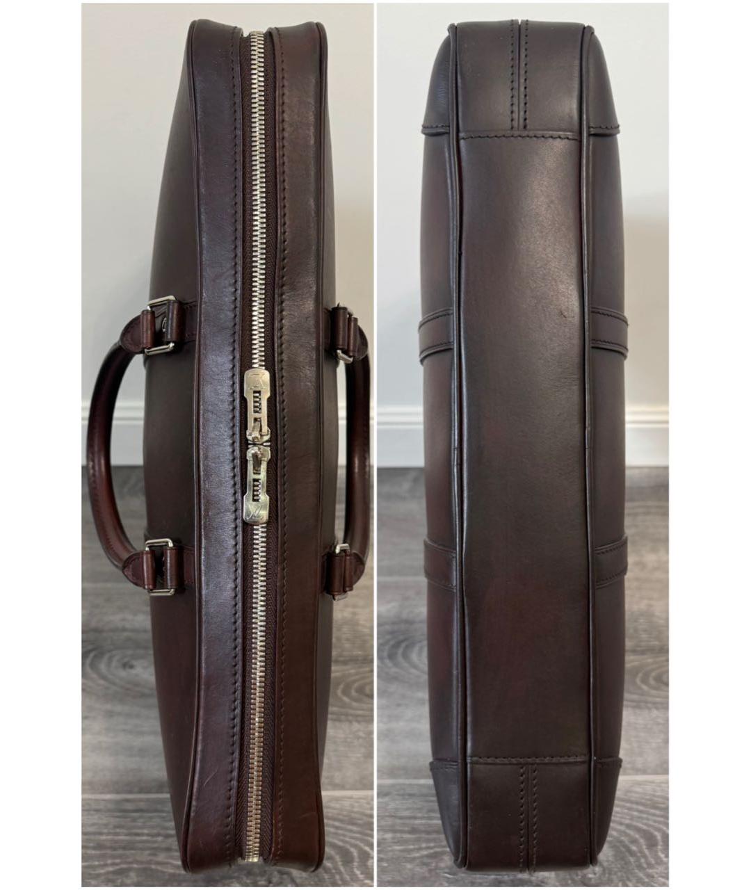 LOUIS VUITTON Коричневый кожаный портфель, фото 3