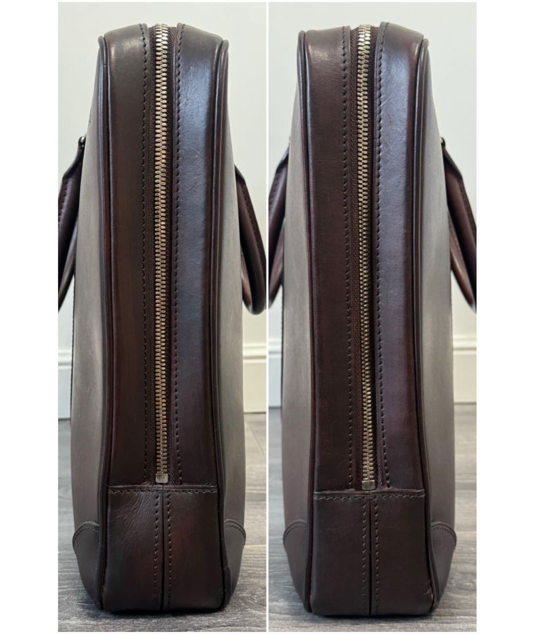 LOUIS VUITTON Коричневый кожаный портфель, фото 4