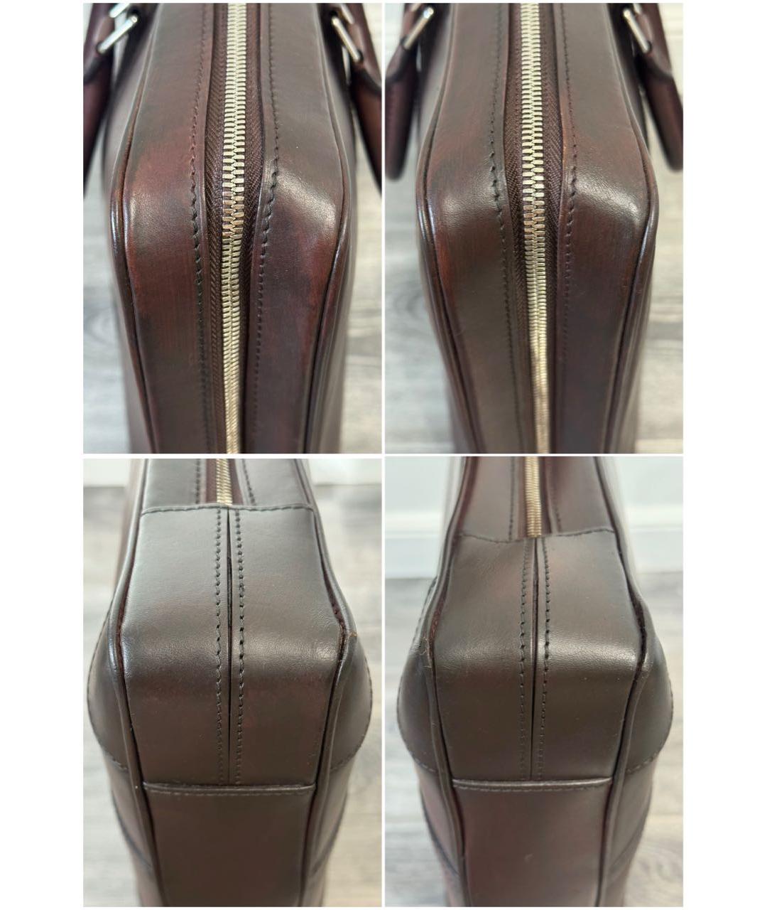 LOUIS VUITTON Коричневый кожаный портфель, фото 5