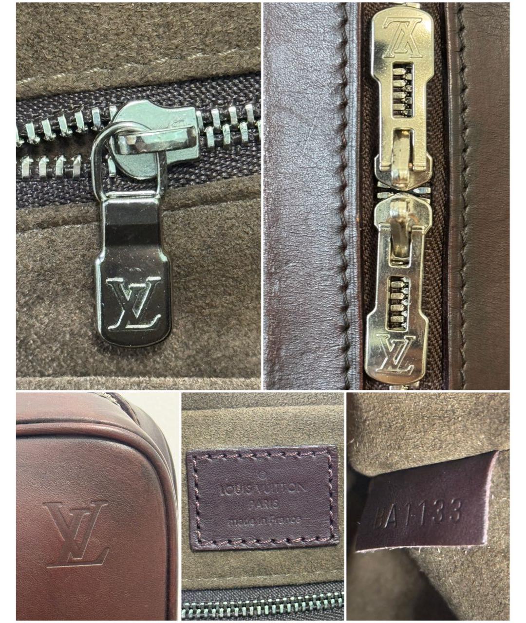 LOUIS VUITTON Коричневый кожаный портфель, фото 7