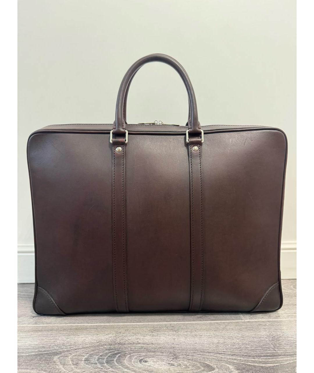 LOUIS VUITTON Коричневый кожаный портфель, фото 2