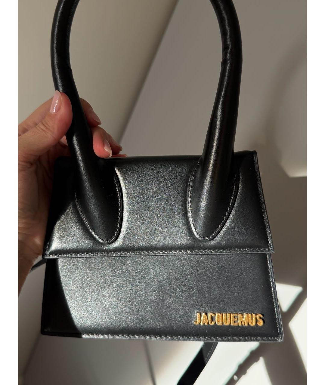 JACQUEMUS Черная кожаная сумка с короткими ручками, фото 9