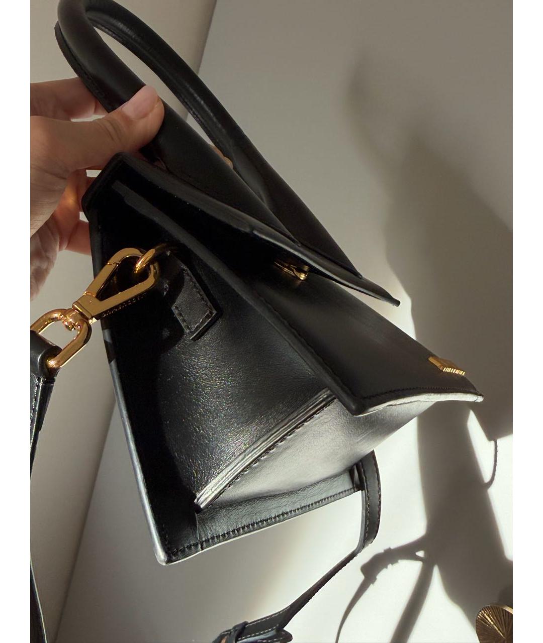 JACQUEMUS Черная кожаная сумка с короткими ручками, фото 2