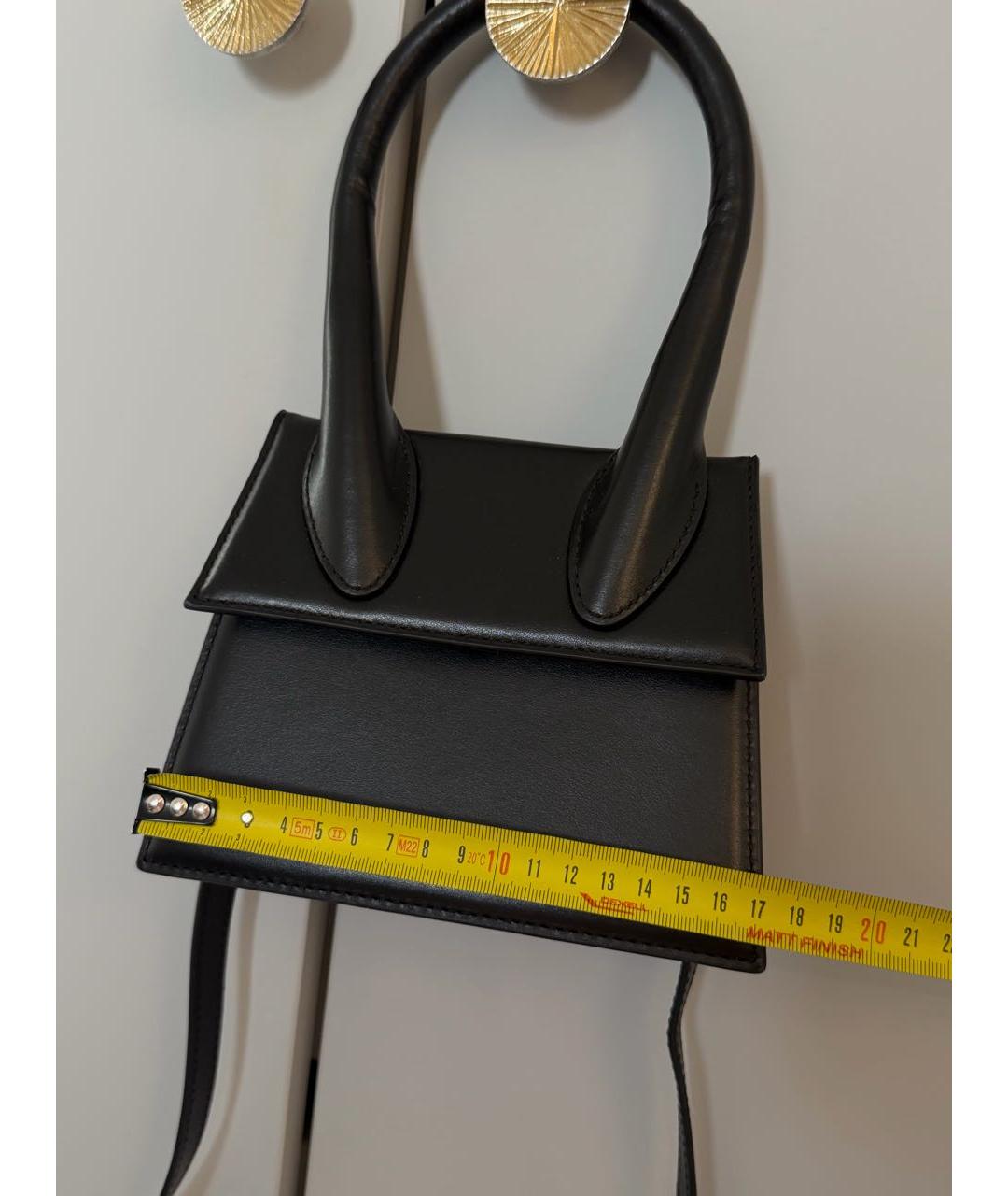 JACQUEMUS Черная кожаная сумка с короткими ручками, фото 7
