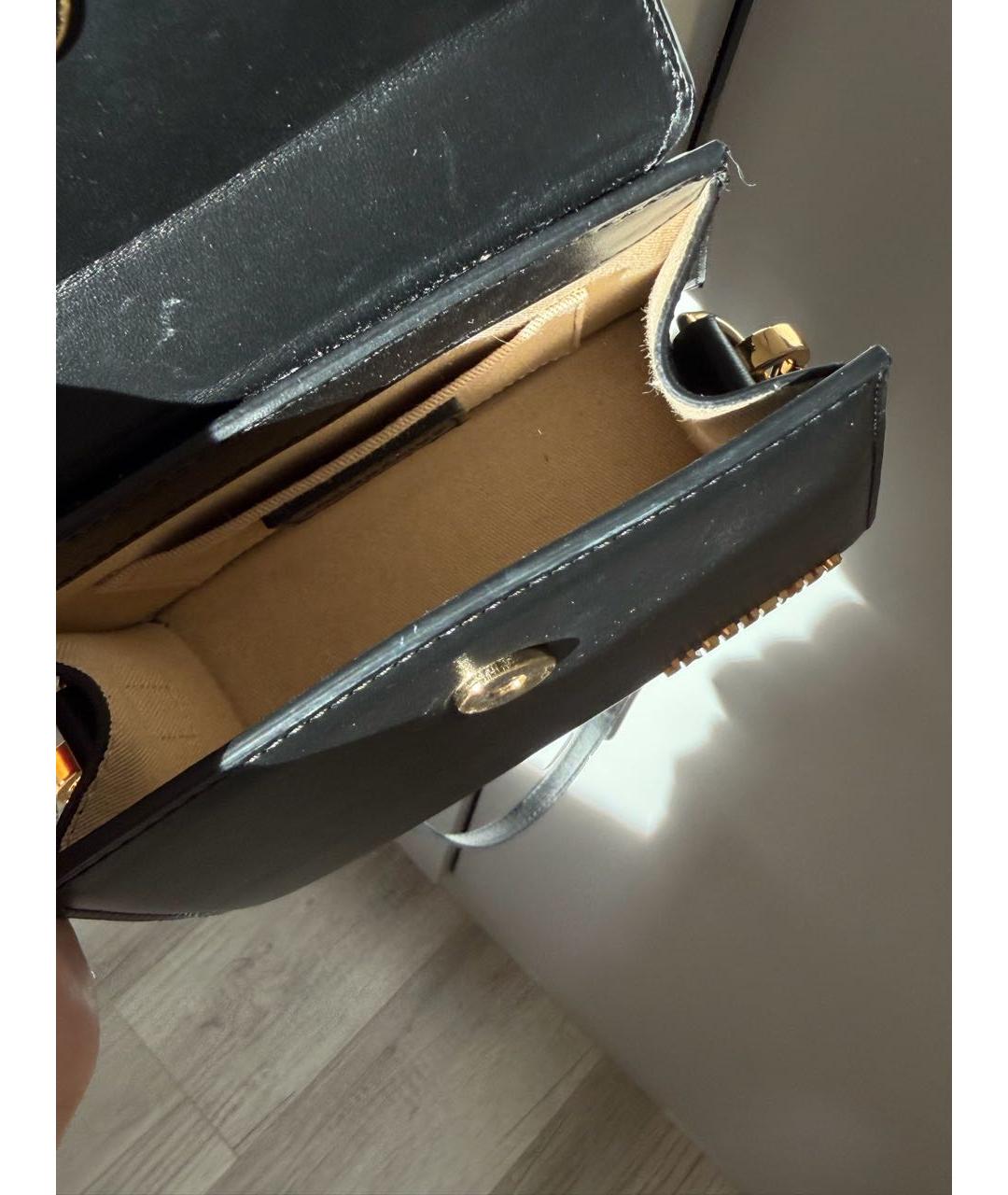 JACQUEMUS Черная кожаная сумка с короткими ручками, фото 4