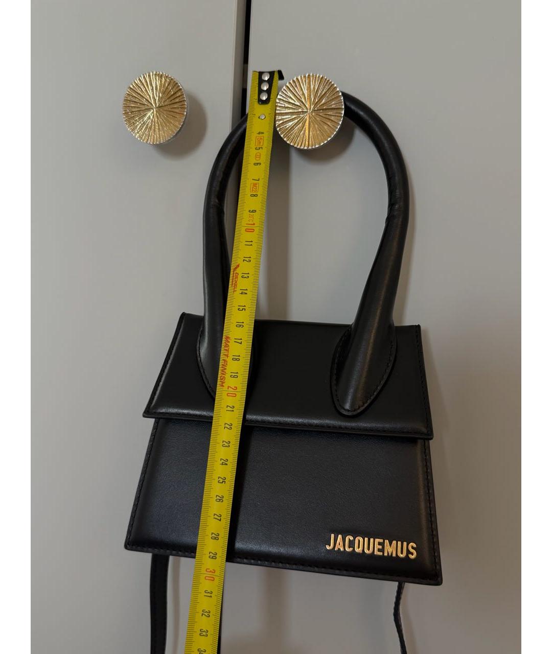 JACQUEMUS Черная кожаная сумка с короткими ручками, фото 6