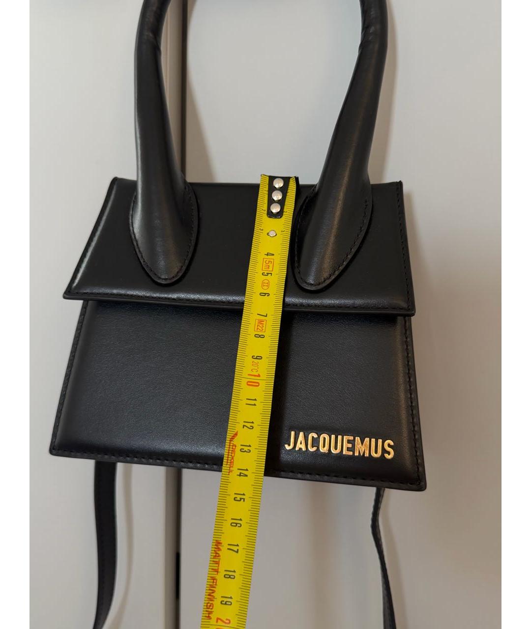 JACQUEMUS Черная кожаная сумка с короткими ручками, фото 8