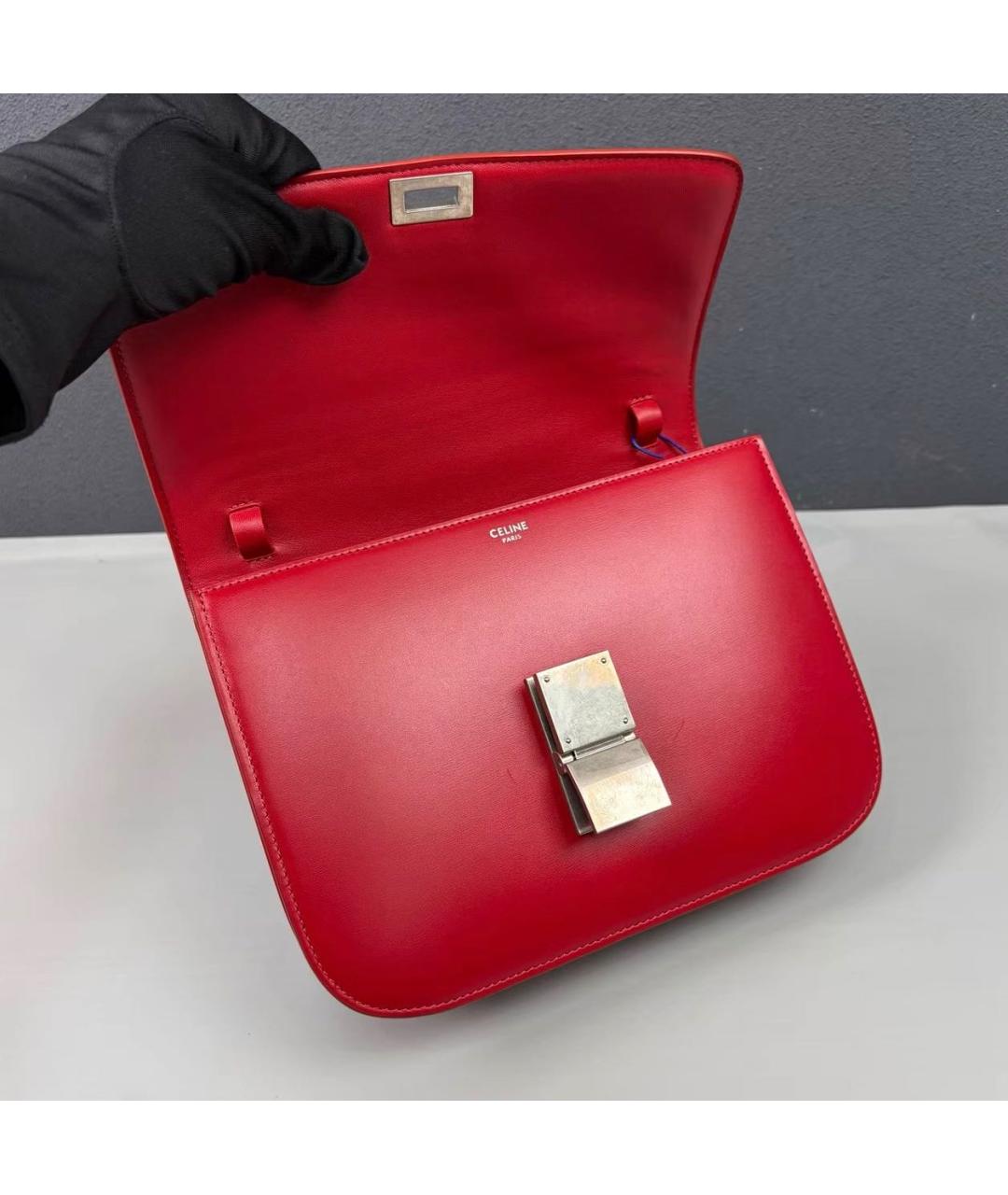 CELINE Красная кожаная сумка через плечо, фото 5