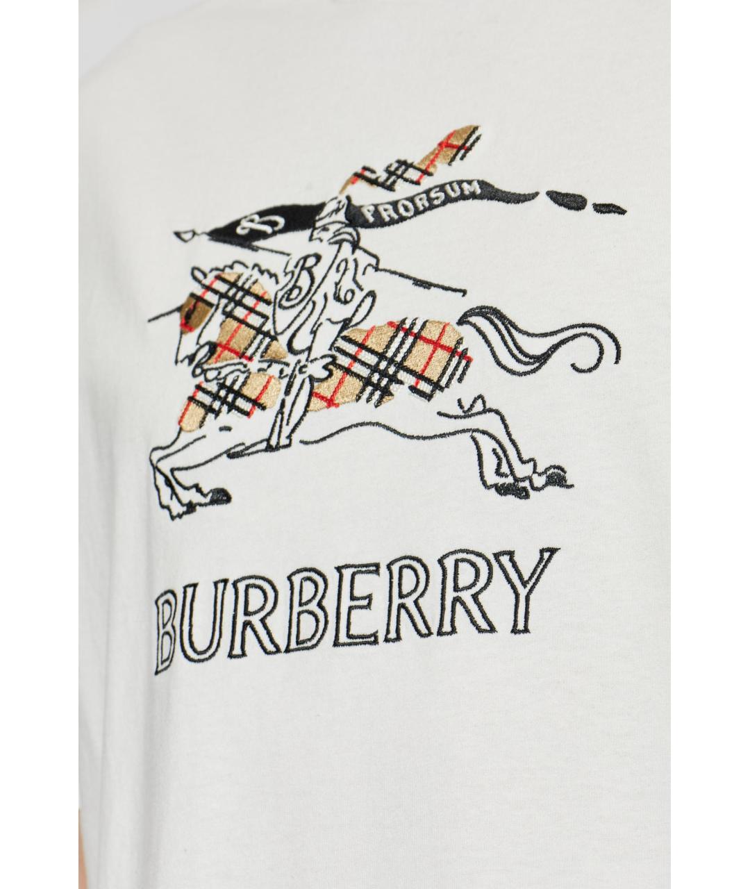 BURBERRY Белая хлопковая футболка, фото 3