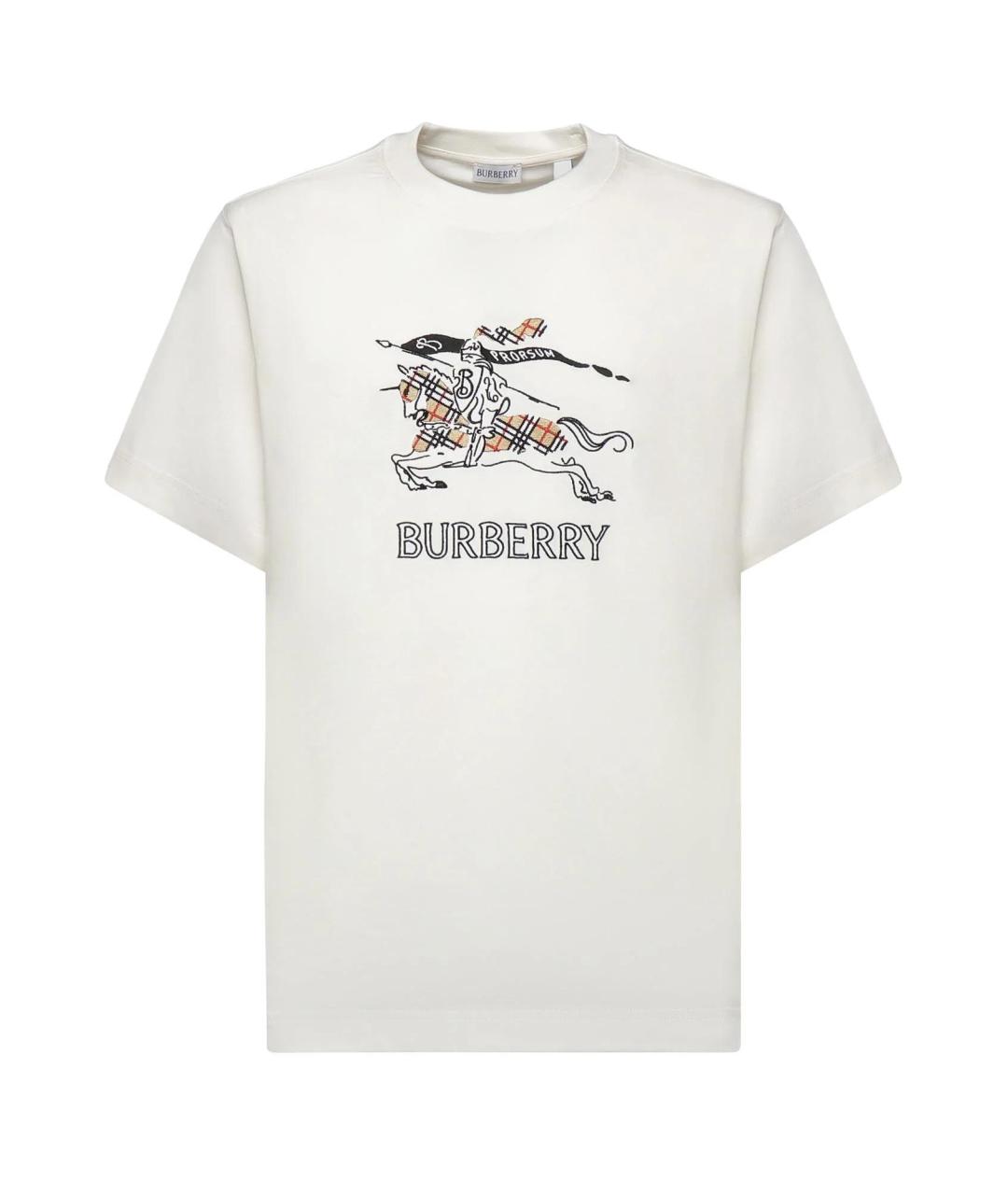 BURBERRY Белая хлопковая футболка, фото 1