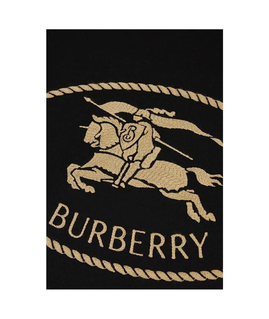 BURBERRY Черная хлопковая футболка, фото 3