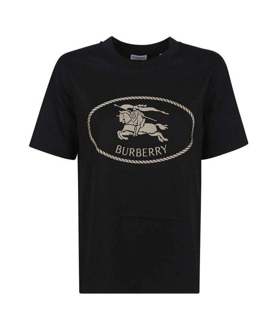 BURBERRY Черная хлопковая футболка, фото 1