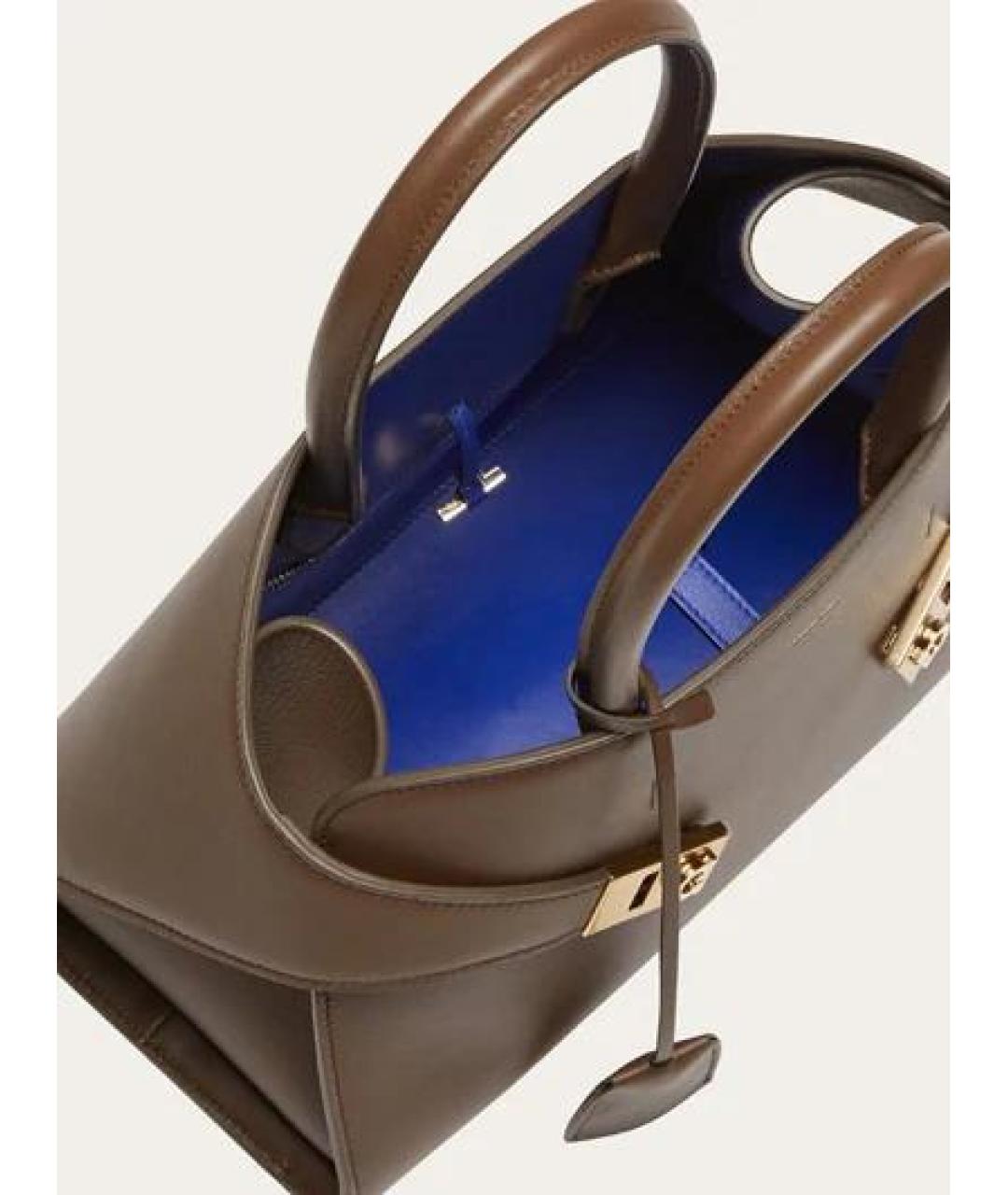 FERRAGAMO Коричневая кожаная сумка с короткими ручками, фото 3