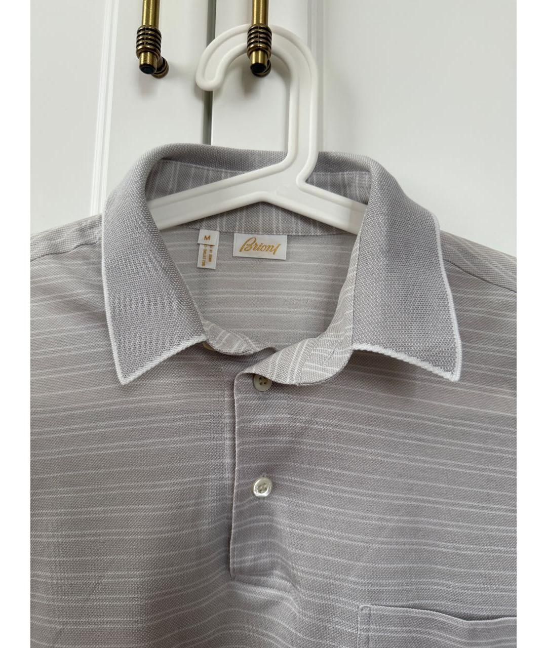 BRIONI Серое хлопковое поло с коротким рукавом, фото 3