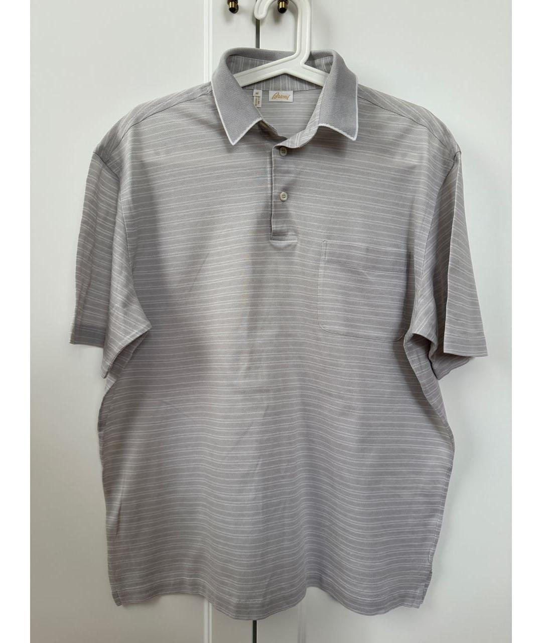 BRIONI Серое хлопковое поло с коротким рукавом, фото 5