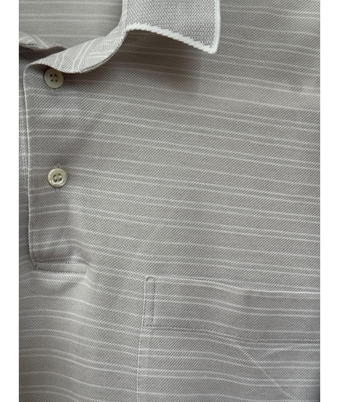 BRIONI Серое хлопковое поло с коротким рукавом, фото 4