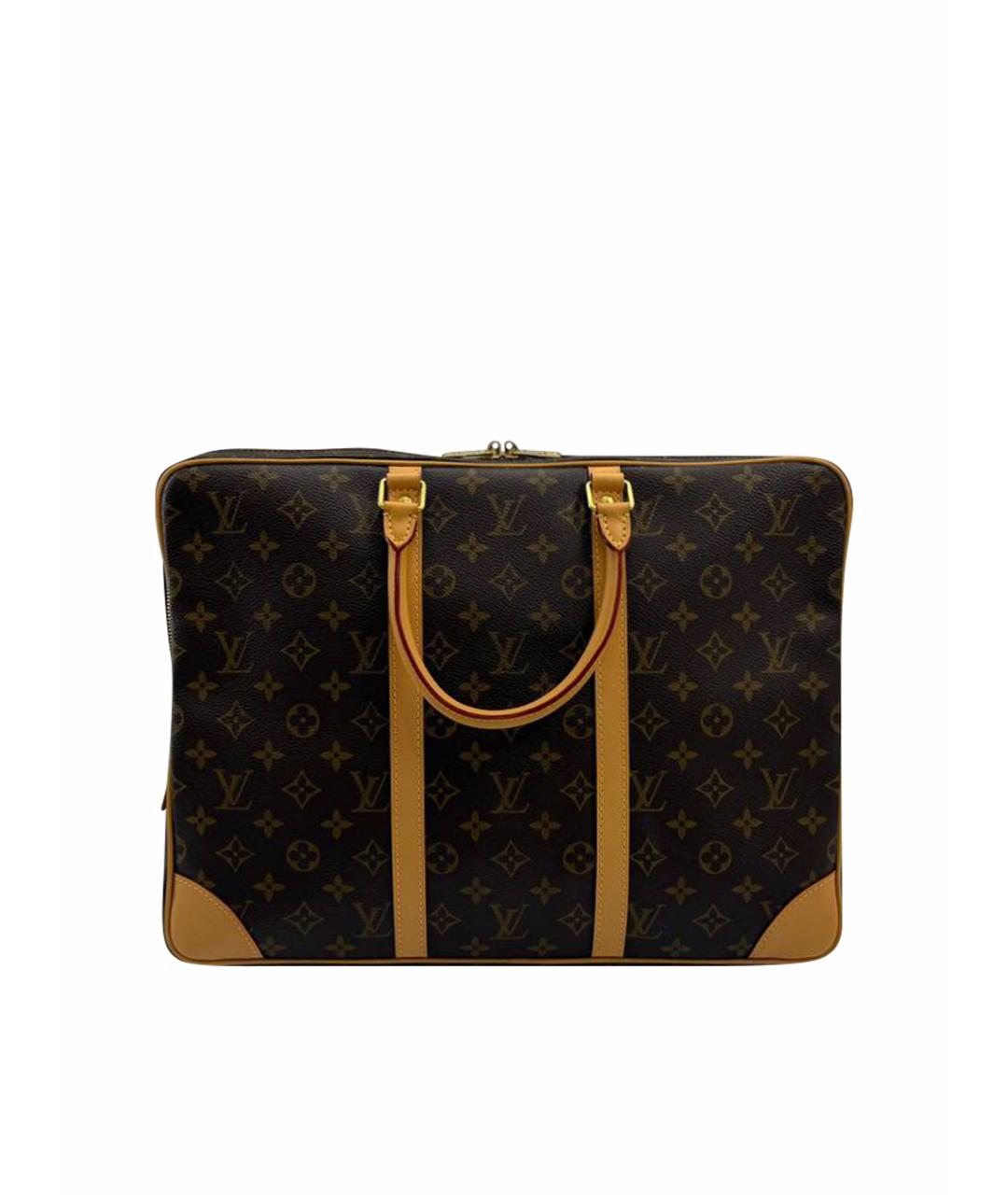 LOUIS VUITTON Коричневый кожаный портфель, фото 1