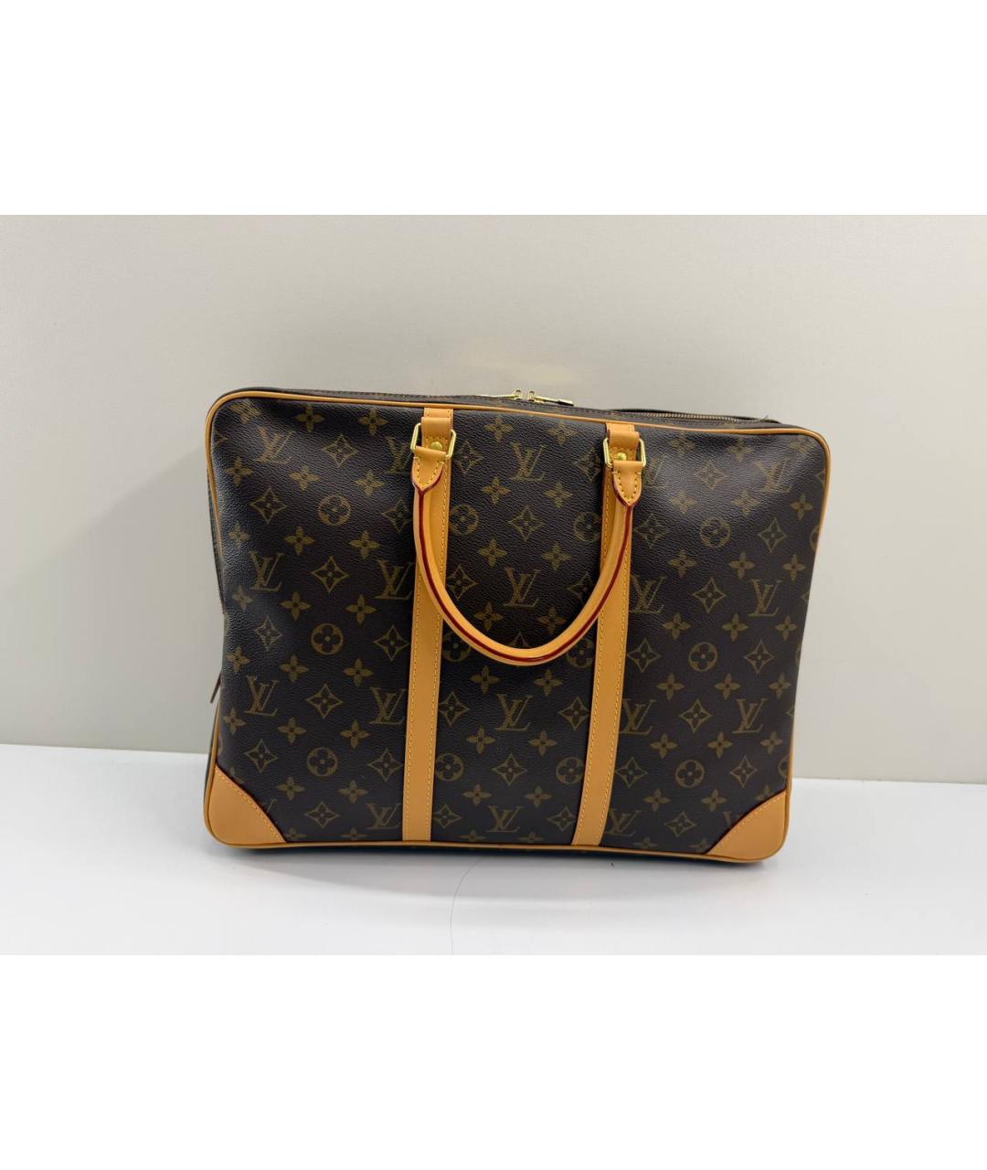 LOUIS VUITTON Коричневый кожаный портфель, фото 6