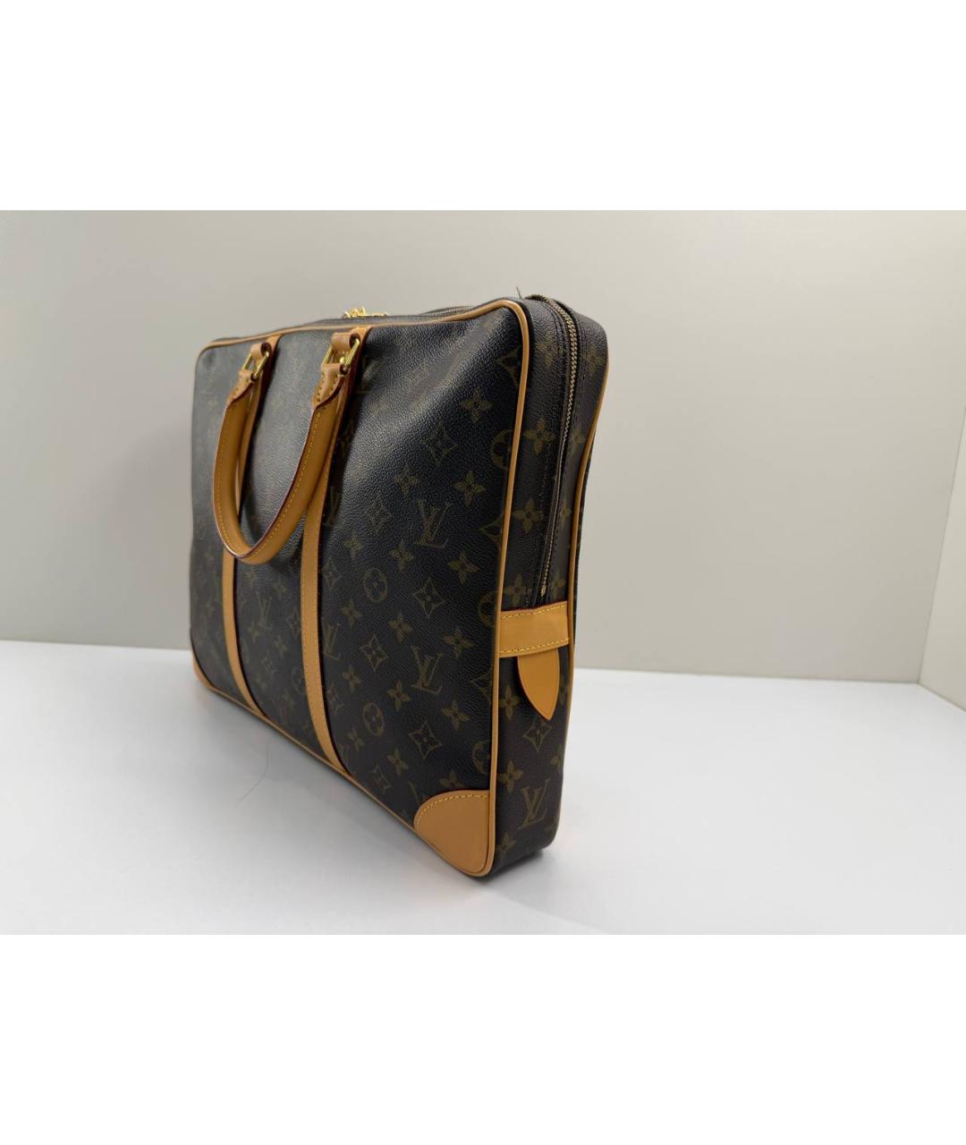 LOUIS VUITTON Коричневый кожаный портфель, фото 8