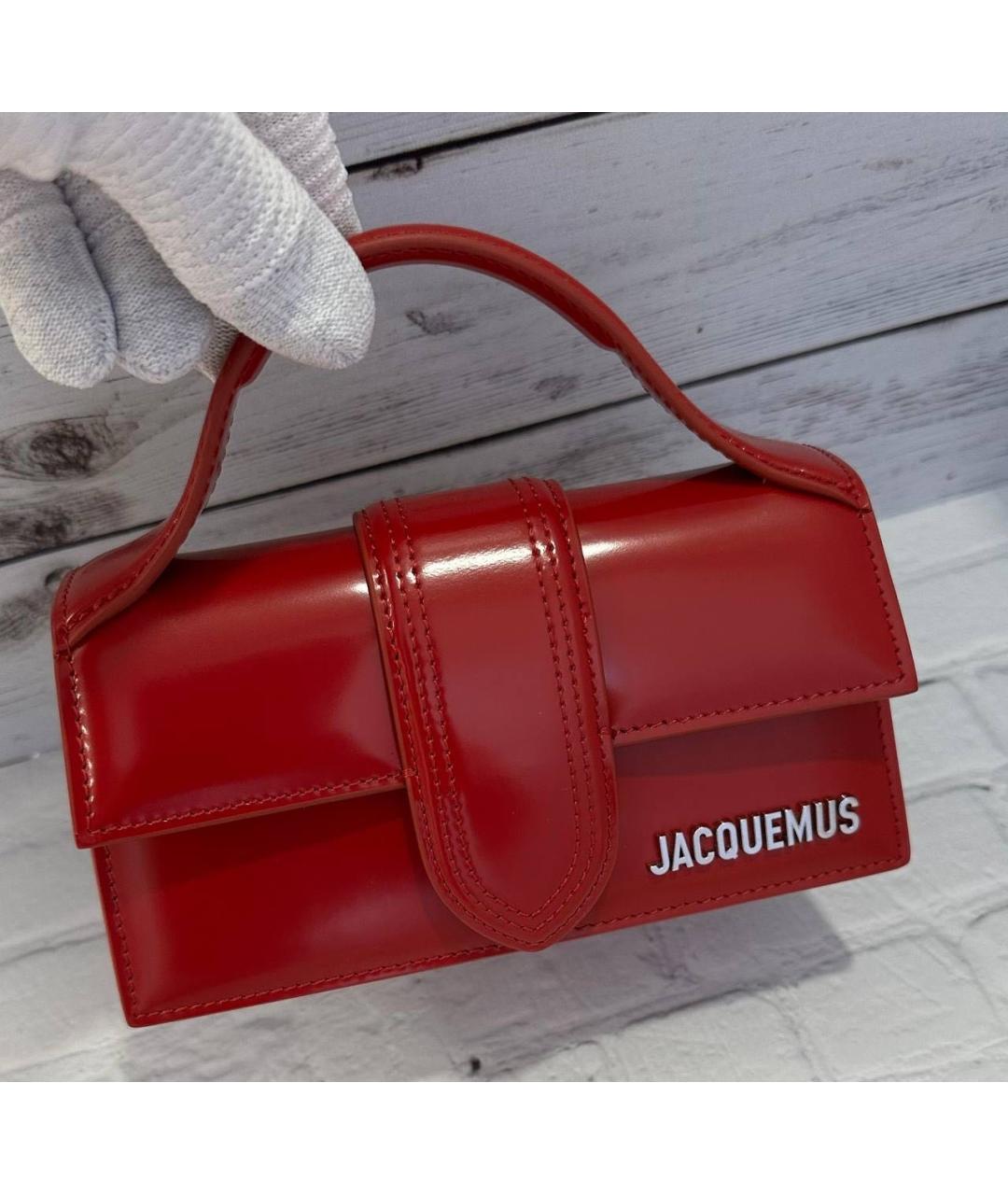JACQUEMUS Красная кожаная сумка с короткими ручками, фото 9