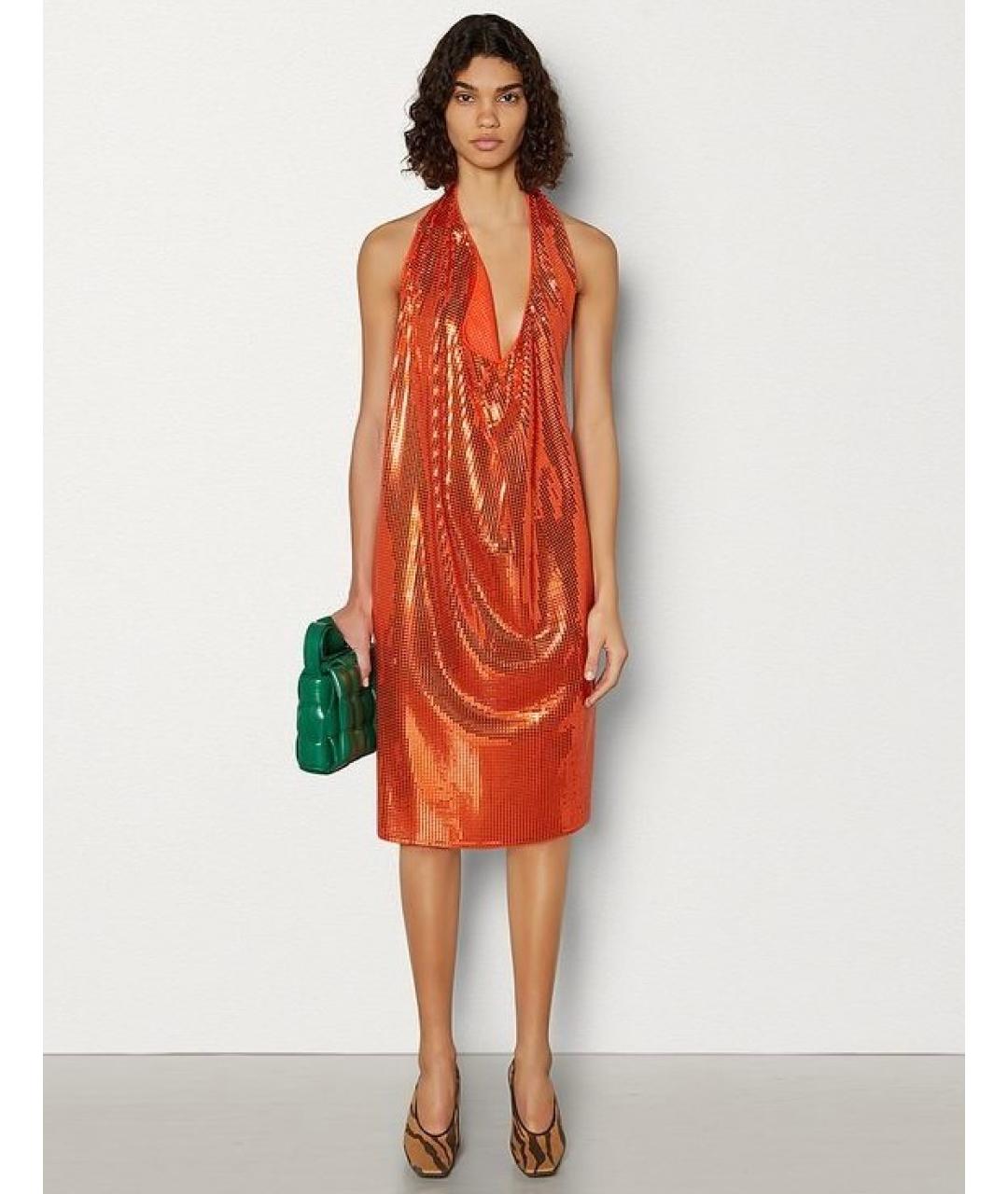 BOTTEGA VENETA Оранжевое вискозное коктейльное платье, фото 2