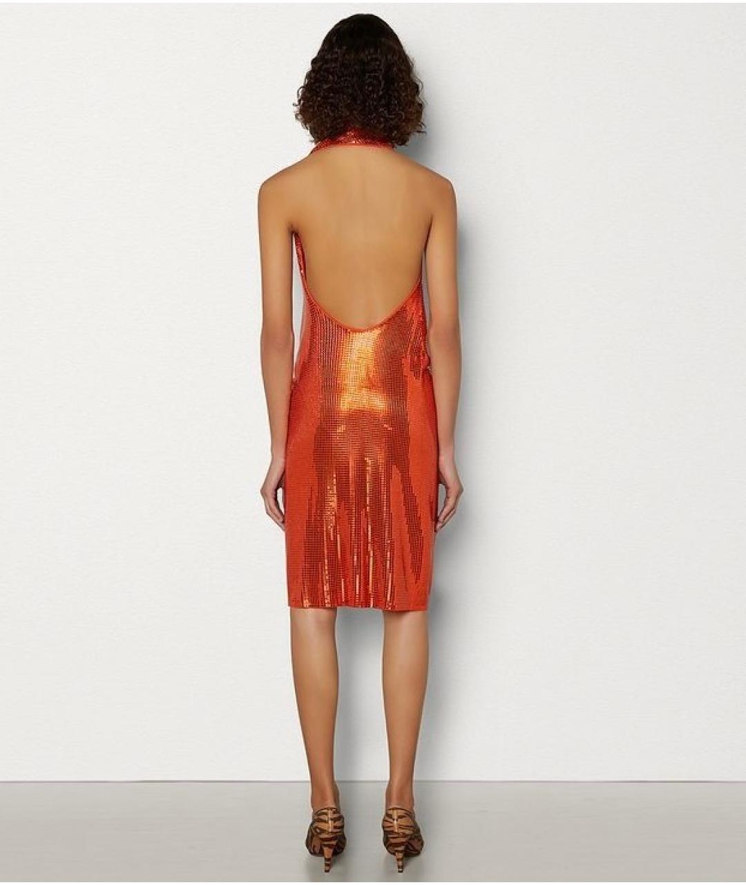 BOTTEGA VENETA Оранжевое вискозное коктейльное платье, фото 3