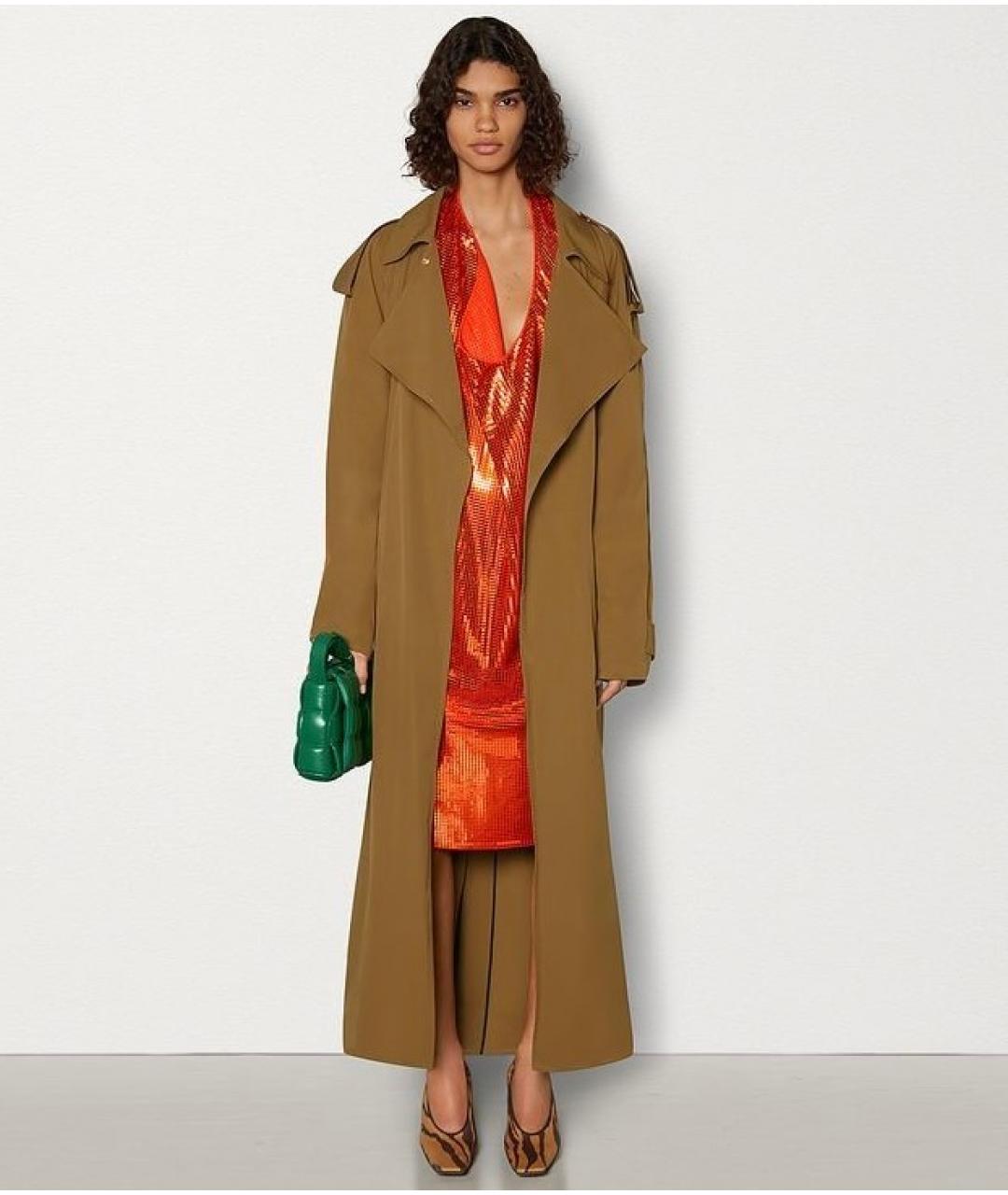 BOTTEGA VENETA Оранжевое вискозное коктейльное платье, фото 4