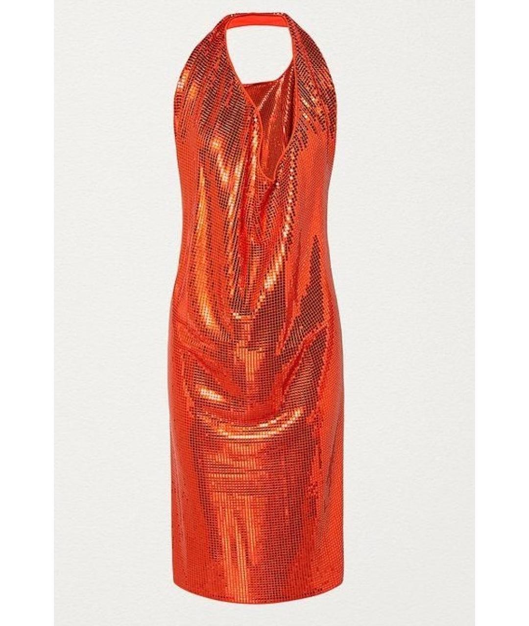 BOTTEGA VENETA Оранжевое вискозное коктейльное платье, фото 5