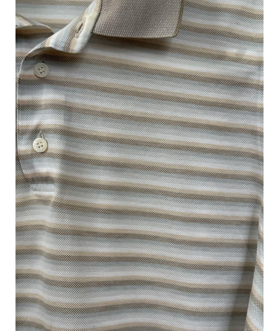 BRIONI Бежевое хлопковое поло с коротким рукавом, фото 4