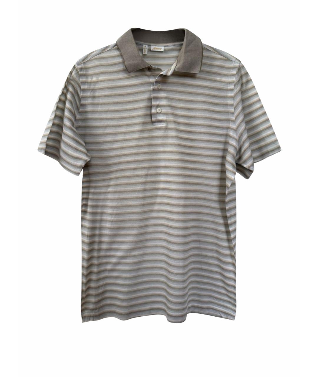 BRIONI Бежевое хлопковое поло с коротким рукавом, фото 1
