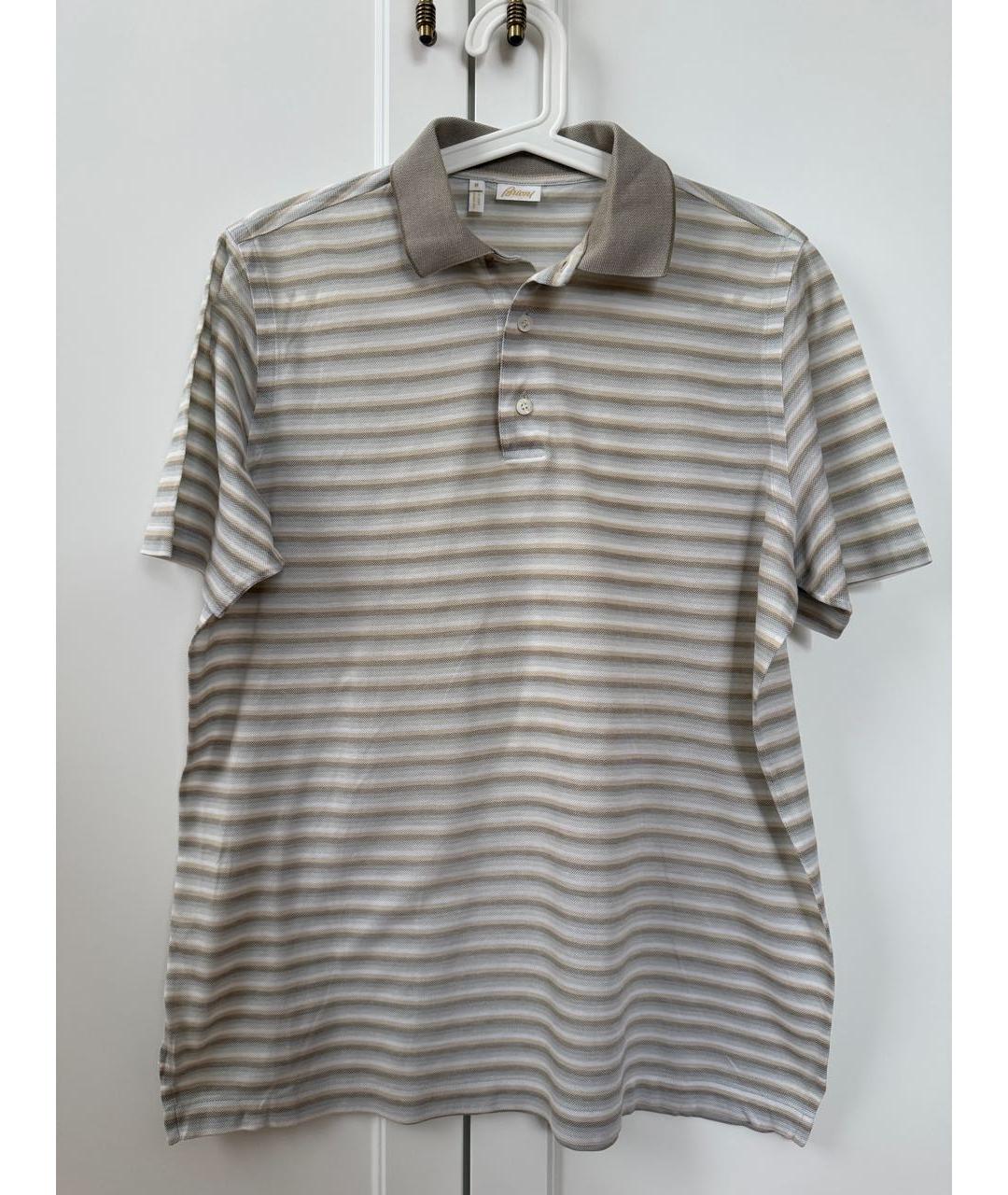 BRIONI Бежевое хлопковое поло с коротким рукавом, фото 5