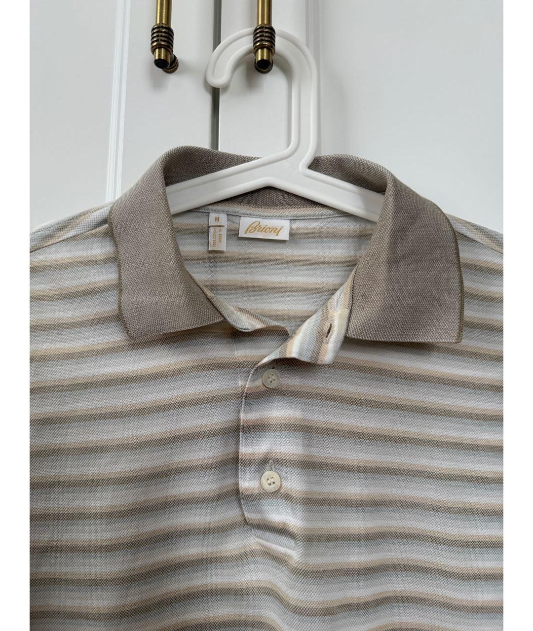 BRIONI Бежевое хлопковое поло с коротким рукавом, фото 3